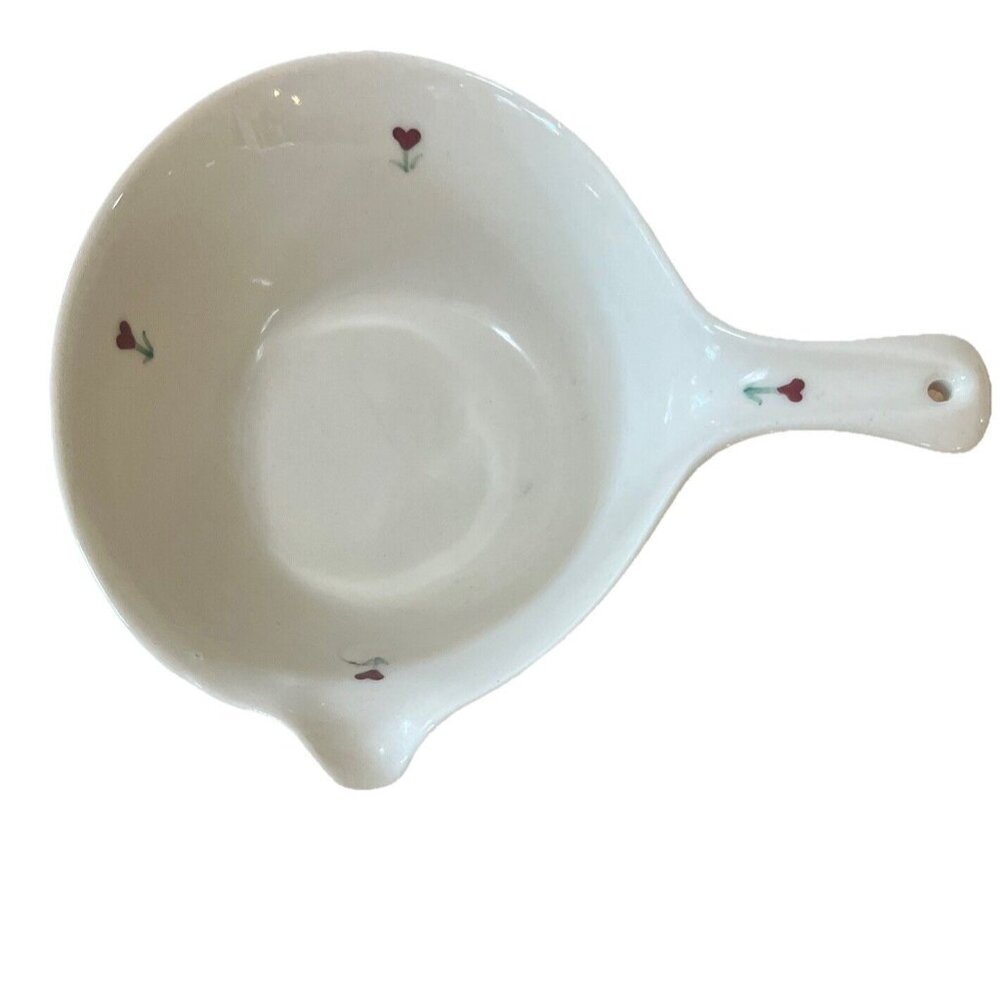 Hartstone Pottery Signed One Handled Bowl Pour Spout Flowers Cottagecore
